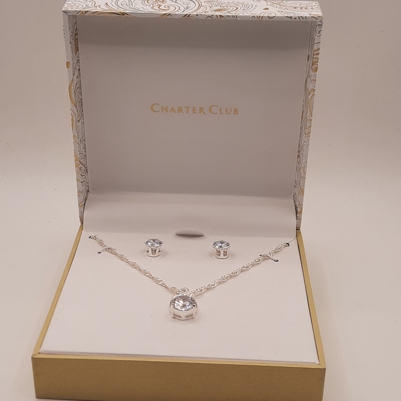 NIB Charter Club 2 Piece CZ Necklace Set - Picture 5 of 8